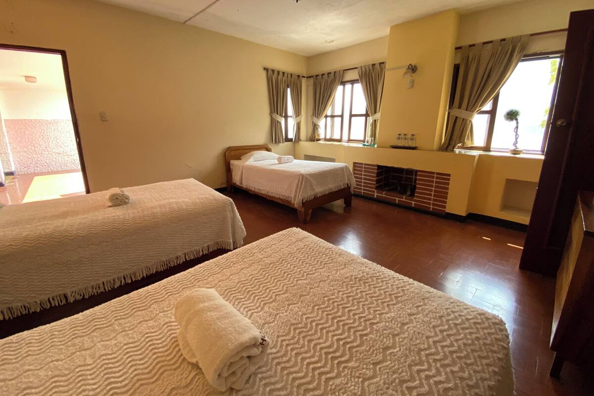 Kamar Triple Basic, pemandangan kebun | Seprai linen