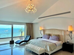 Villa Premium, piscina privata, vista spiaggia | Area soggiorno