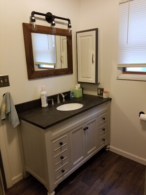 Shower, towels, soap, shampoo - Adventure House: Fully Stocked Kitchen 5 mins from Michigan Tech (Hancock)