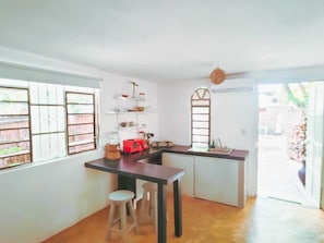 Family Cabin, 2 Queen Beds, Kitchen, Garden Area | Minibar, iron/ironing board, free WiFi, bed sheets - Hotel Selva Maya Bacalar - Free Bikes (Bacalar)