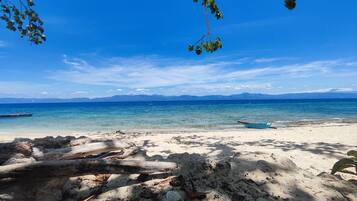 On the beach, white sand, beach bar