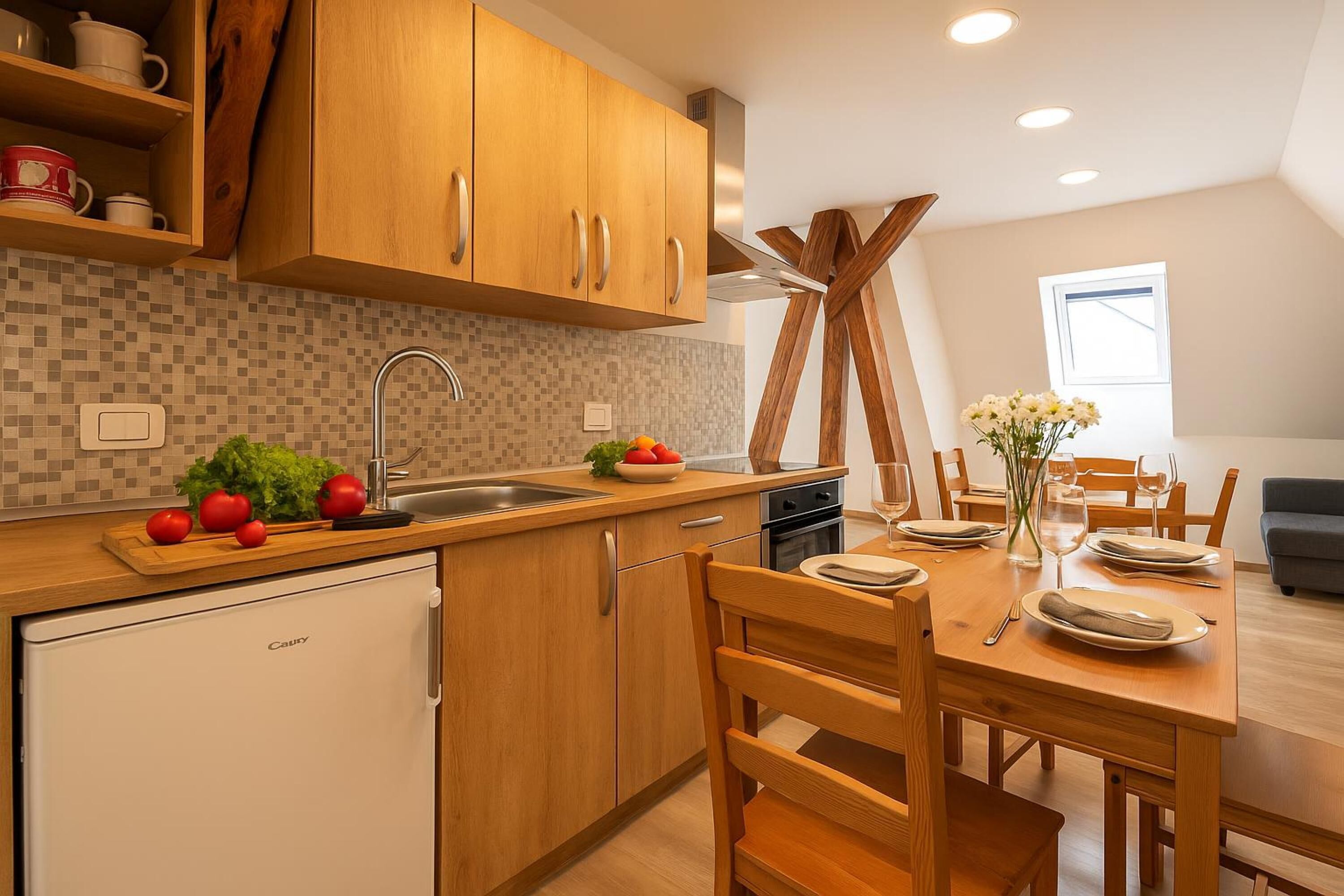 ثلاجة، فرن، موقد طهي مسطح، غلّاية كهربائية