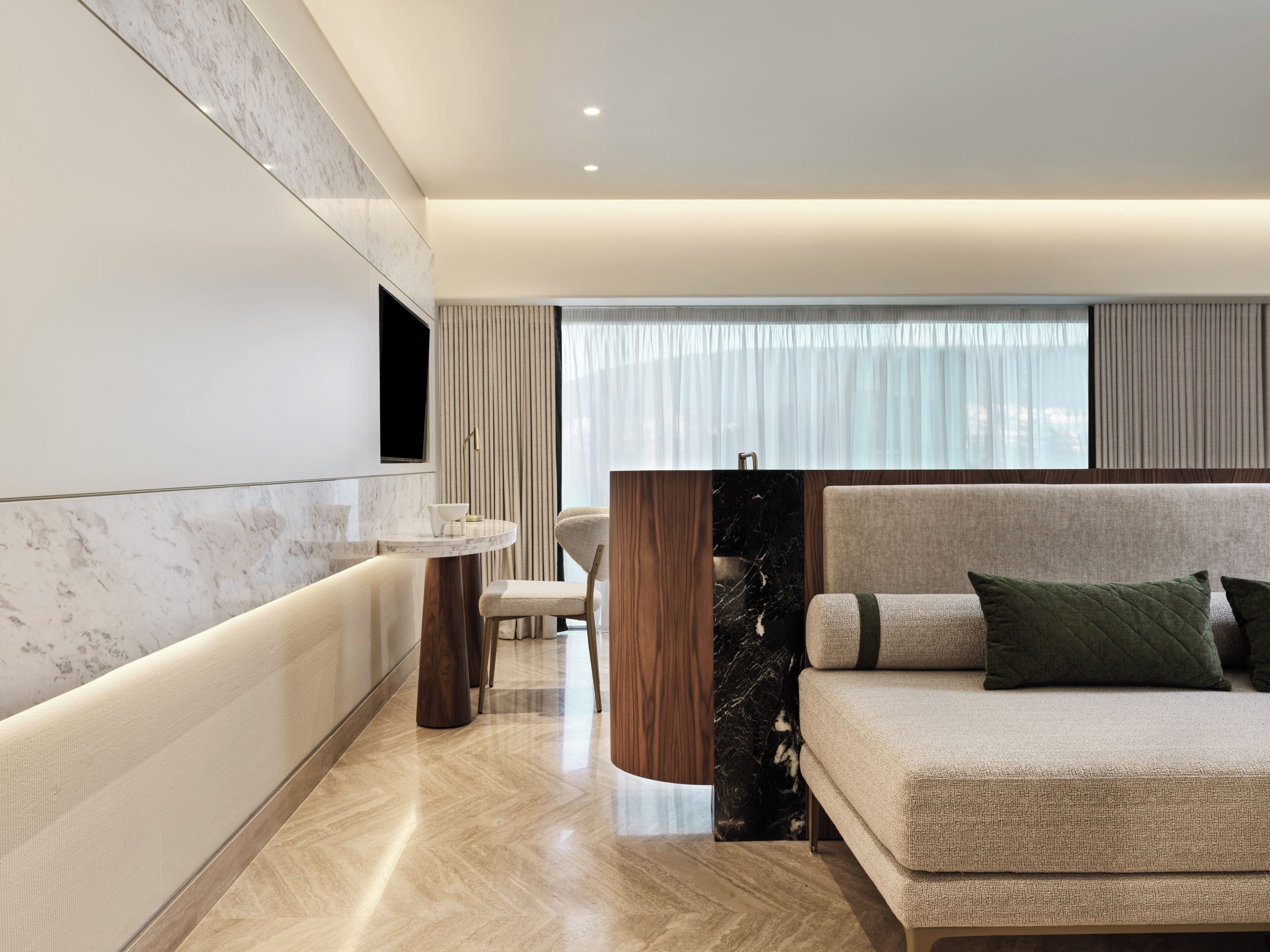 Premium Panorama Suite with Balcony & Temple View | Living area | 43-inch flat-screen TV with cable channels