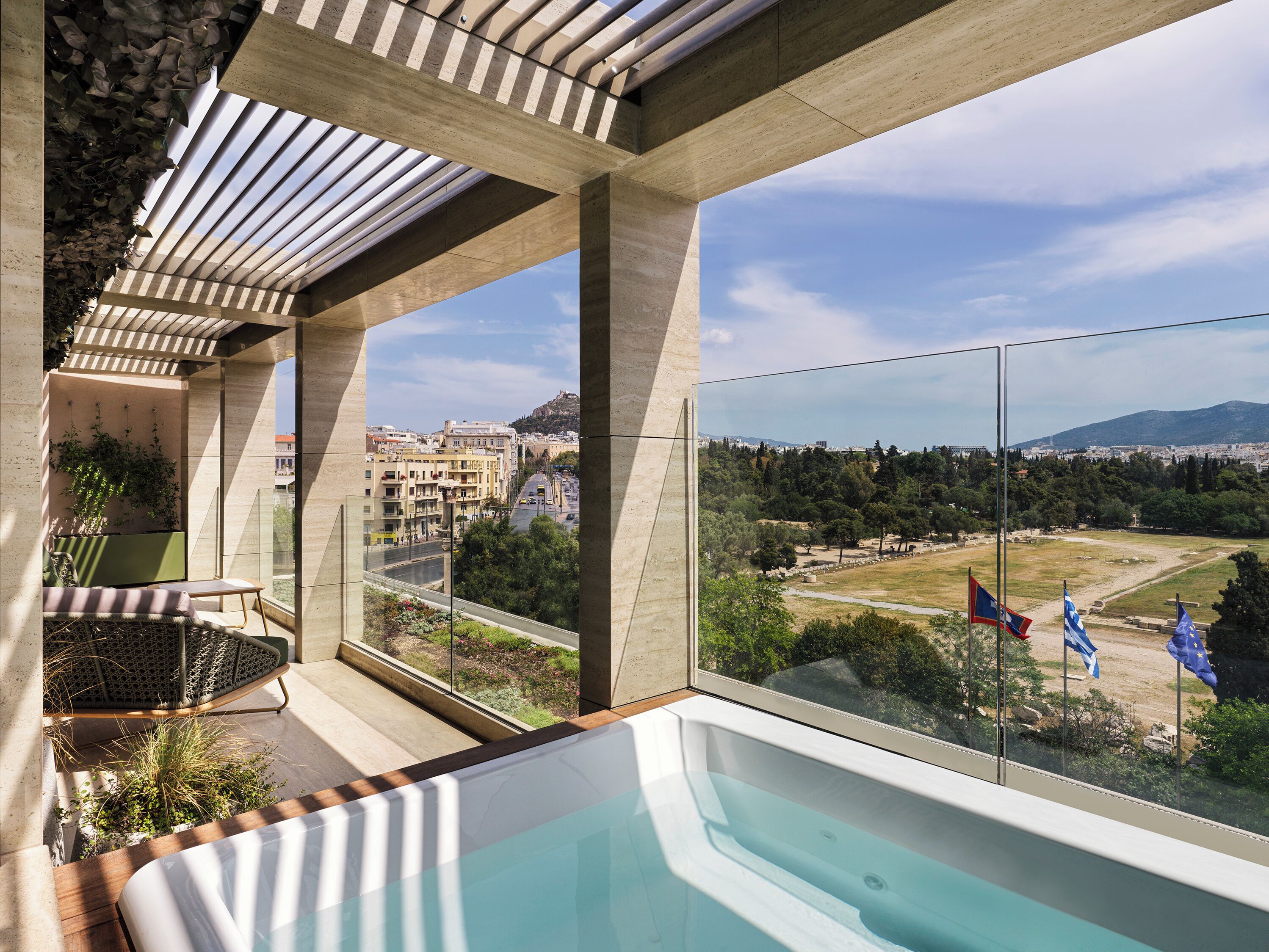 Zeus Presidential Suite with Balcony, Temple View & outdoor Jetted Tub | Balcony view