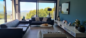 New quiet upscale air-conditioned villa + T2 with heated pool & sea view