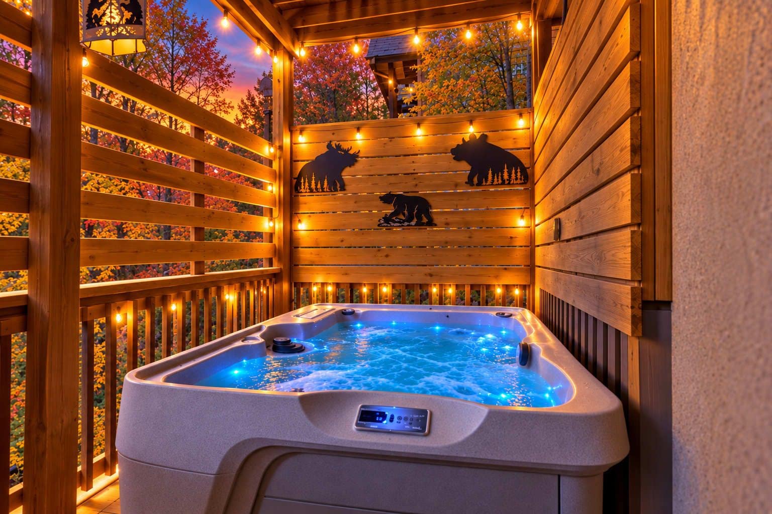 Unwind under the open sky in your private hot tub, the perfect place to soak away the day.