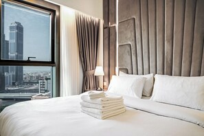 Apartamento superluxo | 1 quarto, ferros/tábuas de passar roupa, Wi-Fi de cortesia