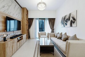 Living area - Stayis- 1 BR Spacious & Luxury Apartment (Dubai)