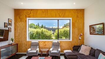 Älytelevisio, DVD-soitin, kirjoja, musiikkikirjasto