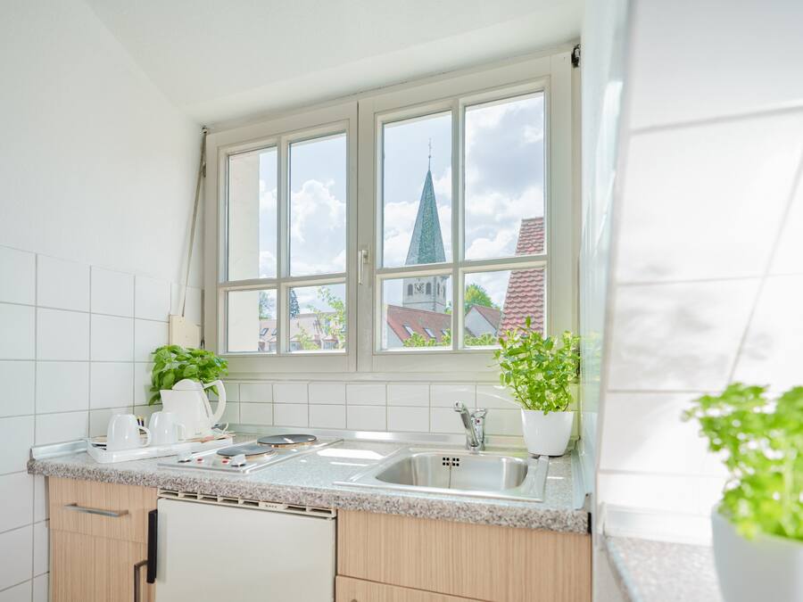 Duplex | Private kitchen | Mini-fridge, microwave, stovetop, cookware/dishes/utensils