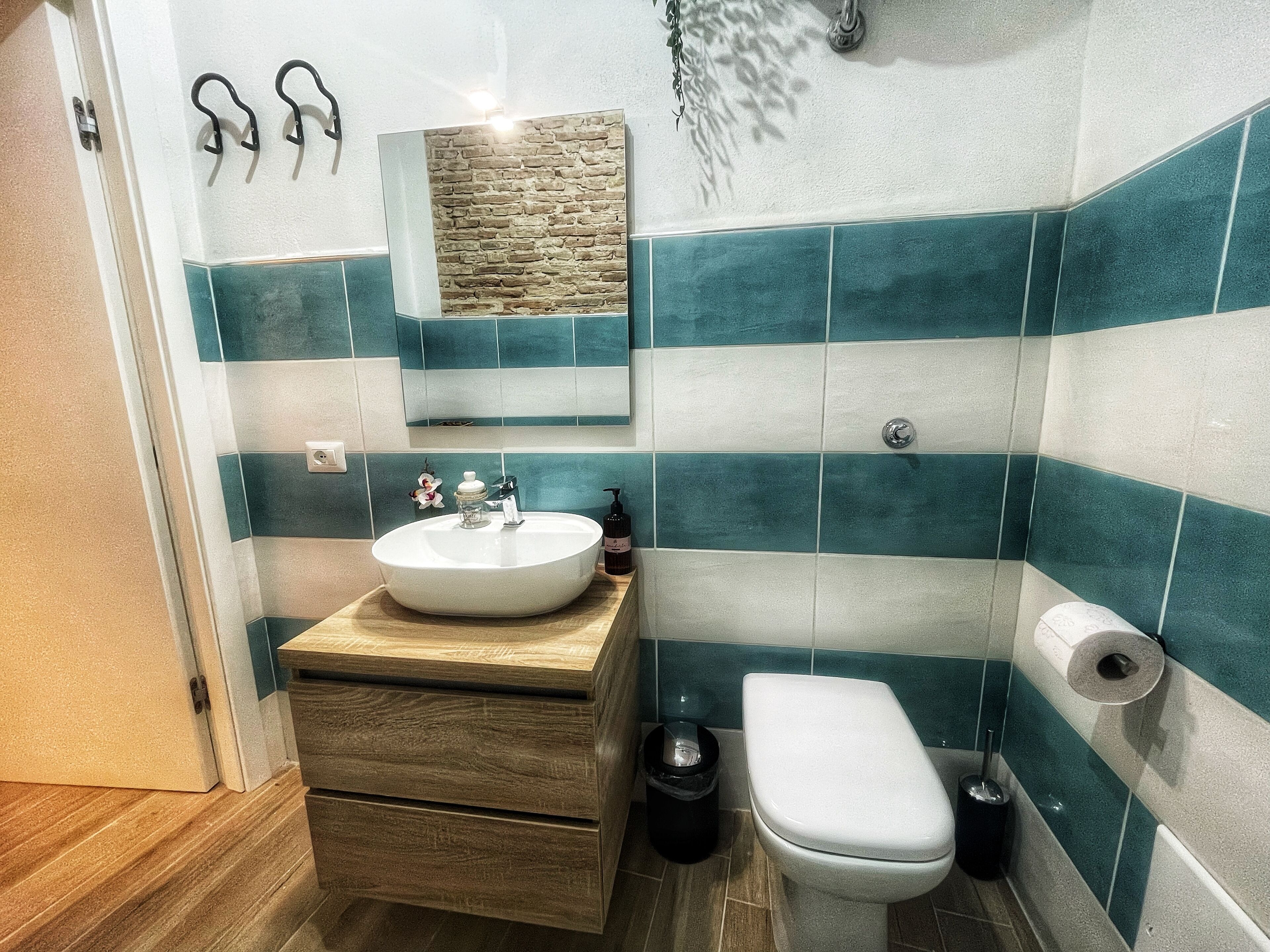 Ducha, secador de pelo, bidet, toallas