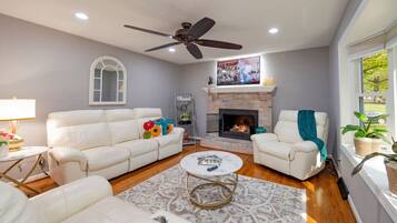 Televisión y chimenea