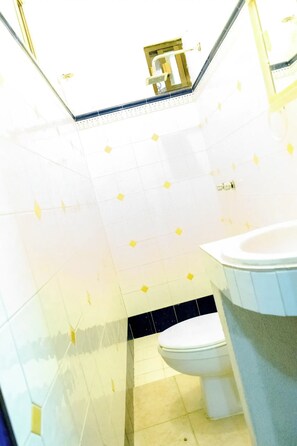 A bathroom with a white toilet, a sink, and a mirror. - Good, nice and conveniently located (Cabo San Lucas)