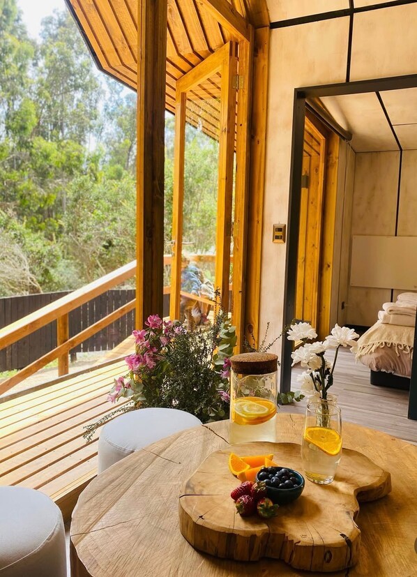 Cabaña Nordic doble deluxe | Living area - Parque Laguna de Zapallar (Zapallar)