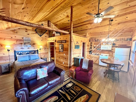 Smart TV. Best Catch #49 Cabin in town, walking distance to the courthouse square.