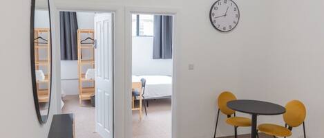 1 bedroom, desk, iron/ironing board, internet