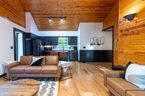 Smart TV, fireplace, stereo