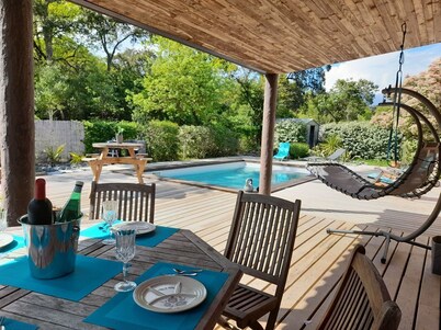 Villa Avec Piscine, au Calme . A 5minutes de la Plage . Animaux Acceptés