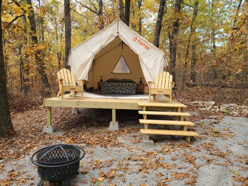Leaning Tree Woods Glampsite. Isolated area near Grand Lake.