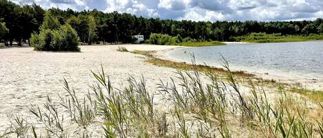 Beach nearby, sun loungers