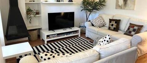 TV, fireplace