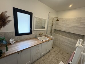 Hair dryer, soap, toilet paper