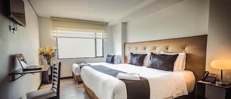 1 bedroom, desk, iron/ironing board, travel cot