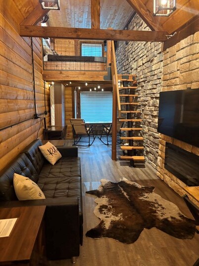 Comfort Loft Cabin with Kitchen! Tiny Home Inspired Style right on Main Street!