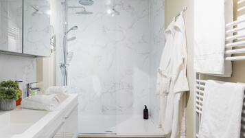 Shower, free toiletries, hair dryer, bathrobes