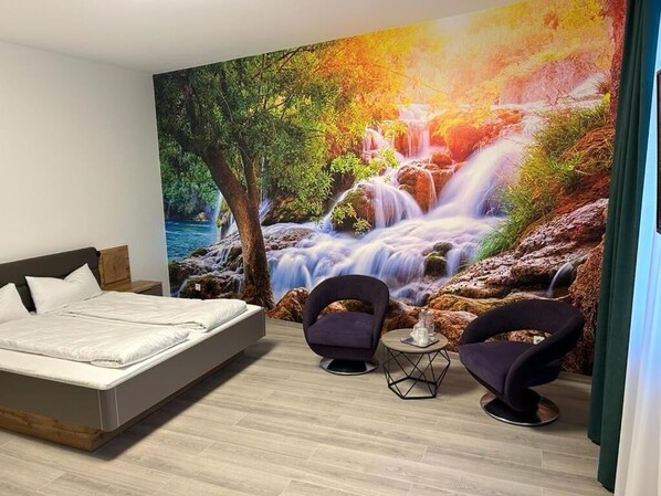 1 slaapkamer, een strijkplank/strijkijzer, wifi, beddengoed