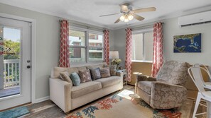 Condo, 1 King Bed with Sofa bed, Balcony, Garden View (Villas Bahama West 106) | Living area - 1br/1ba, Covered Parking, Perfect for Couples! (Panama City Beach)