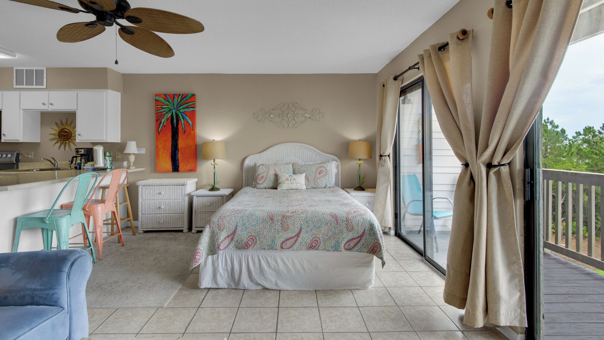 Condo, 1 Queen Bed with Sofa bed, Patio, Ocean View (Beachfront Condo II 202A) | 1 bedroom, individually decorated, individually furnished, bed sheets