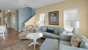 House, Multiple Beds, Patio, Ocean View (Float Away) | Living area - 4-bedroom Cottage in Seacrest Beach ~ Gulf Views ~ Community Pool (Panama City Beach)