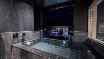 Premium Modern Japanese-Western-style twinRoom with Open-air Bath "Asatsuyu | Bathroom | Free toiletries, hair dryer, slippers, electronic bidet