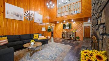 Smart TV, fireplace, ping pong