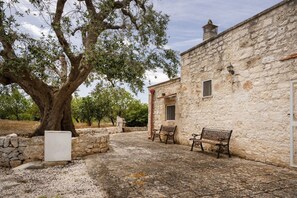 Terrace/patio - Beautiful villa with garden, surrounded by olive trees and equipped with all the comforts to comfortably accommodate 2 people, including parking and a patio equipped with barbecue for eating and enjoying pleasant moments of relaxation. The house is immer (Ostuni)