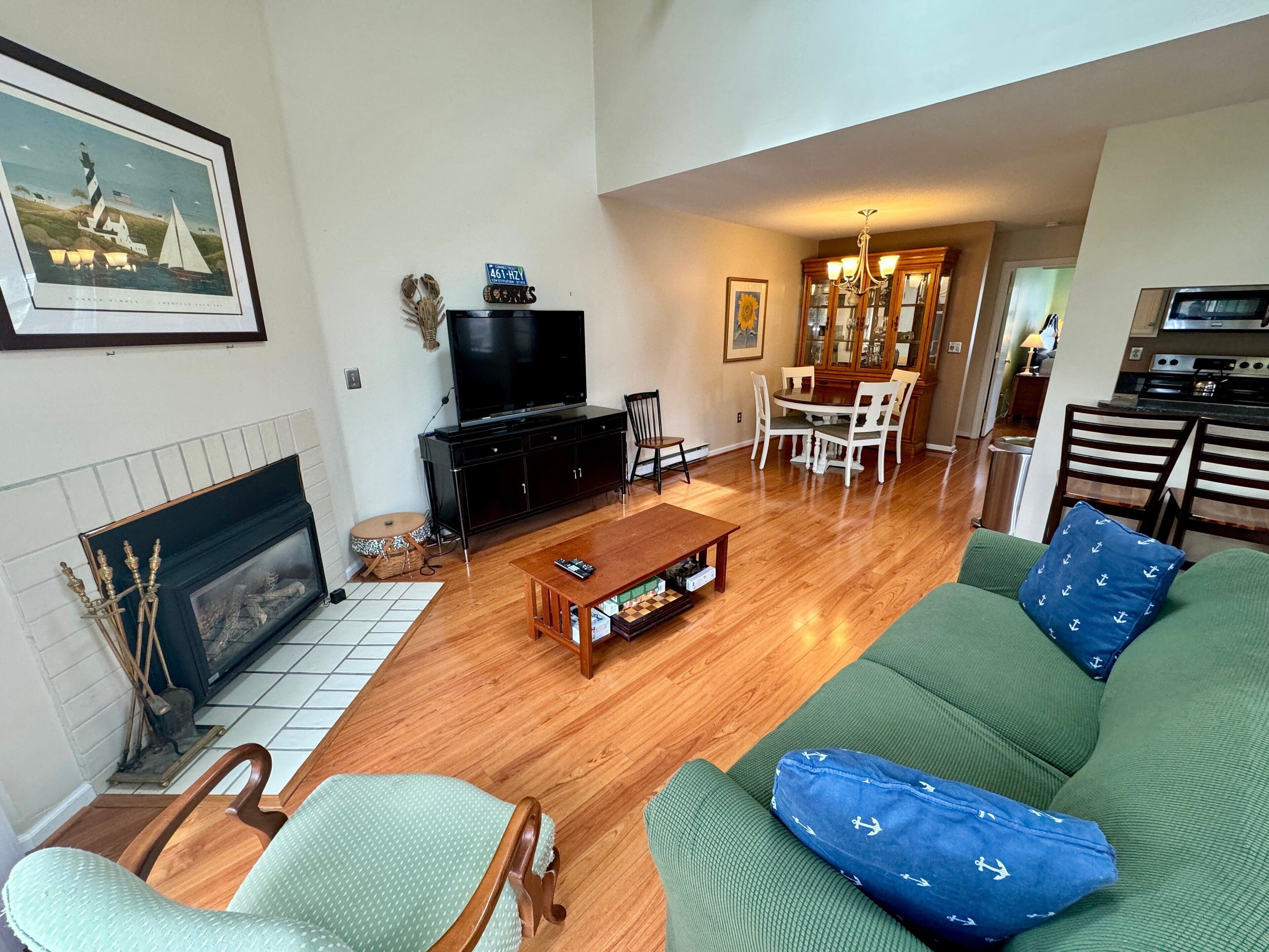 Welcome to this lofty Ocean Edge two bedroom, two bath townhouse!