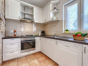 Fridge, microwave, oven, dishwasher