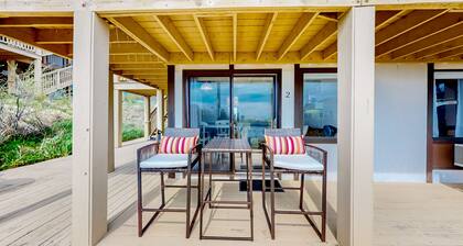 Ocean-view studio near golf with patio, beach gear, kitchenette, & partial AC