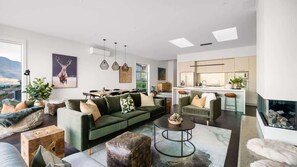 TV, fireplace, offices