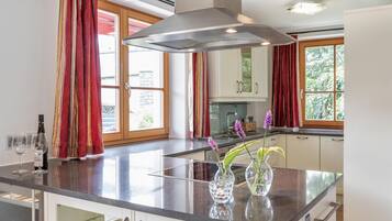 Fridge, microwave, stovetop, dishwasher