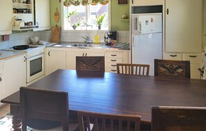 Fridge, stovetop, coffee/tea maker, cookware/dishes/utensils