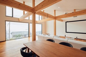 Design Villa | Living area | 100-inch Smart TV with cable channels - Syla Hotel Zushi-Hayama Pool Villa (Yokosuka)