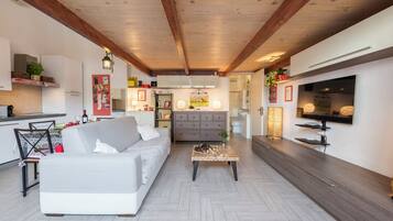 City Apartment | Living area | 40-inch flat-screen TV with digital channels