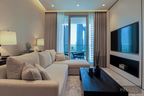 Deluxe Apartment, Balcony, City View | Living area - WelHome - Exclusive 2BR Apartment in Downtown Forte (Dubai)