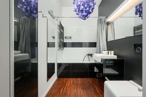Ducha, secador de pelo y champú