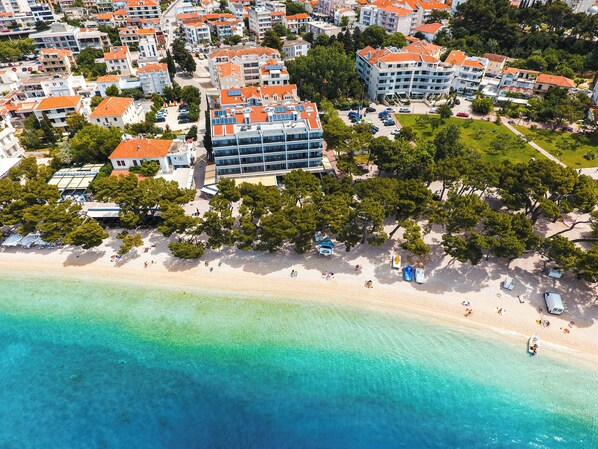 On the beach, white sand