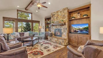 TV, fireplace, video games