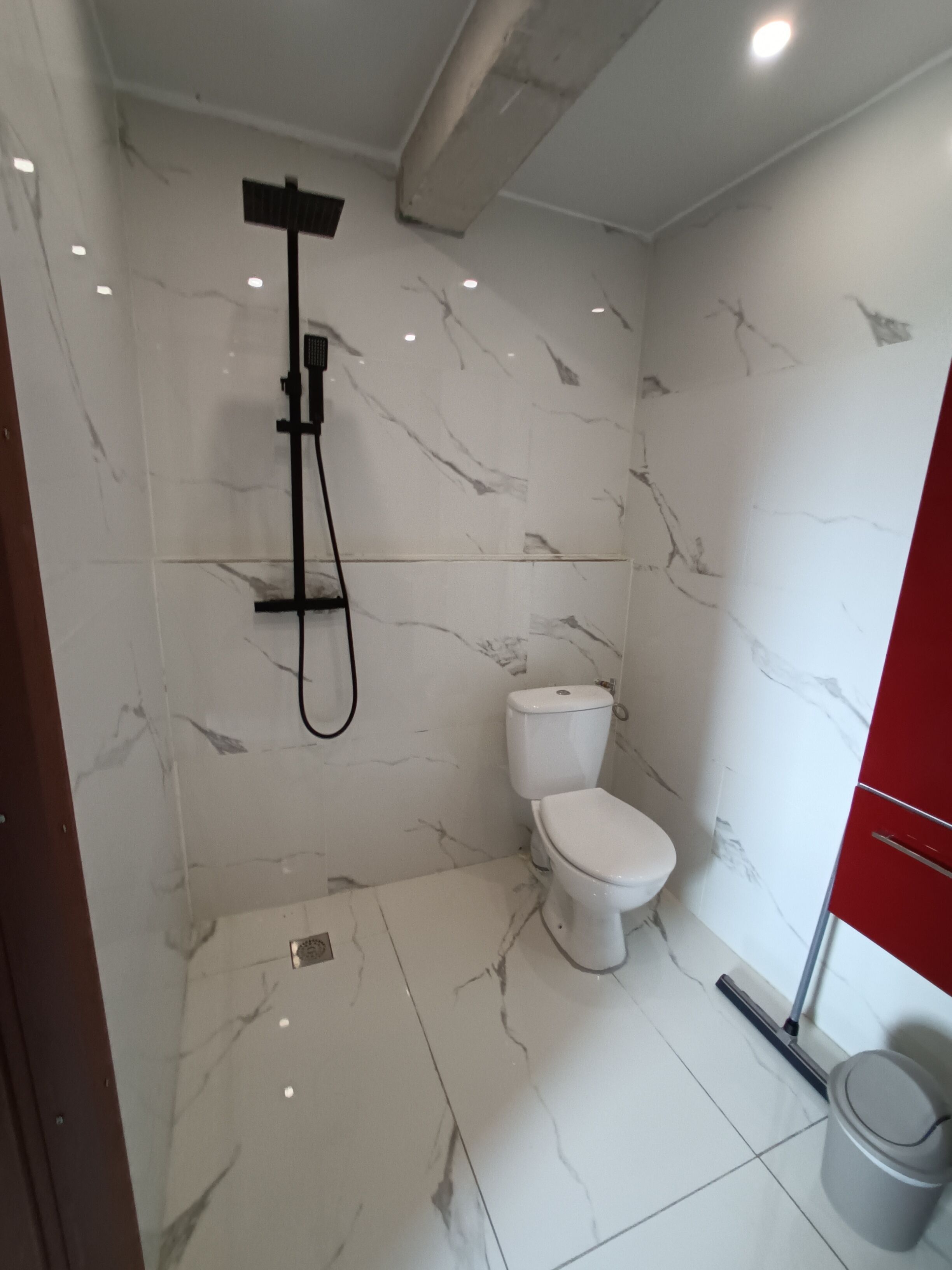 Secadora de cabello, toallas, papel de baño 