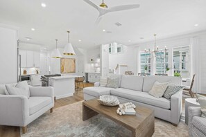 House, Multiple Beds, Patio, Garden View (Maison de Joie) | Living area - Beautiful Seacrest Home, Sleeps 16 - Lagoon Pool and Beach Tram Service (Panama City Beach)